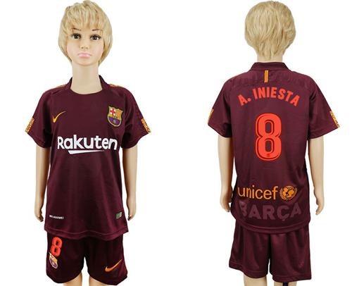 Barcelona #8 A.Iniesta Sec Away Kid Soccer Club Jersey - Click Image to Close